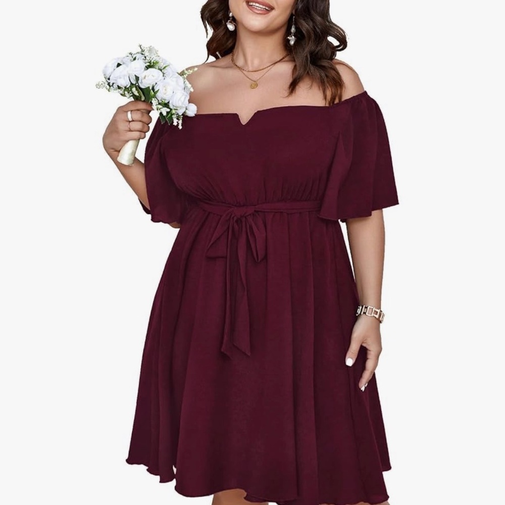 Chic Off-Shoulder Burgundy Mini Dress